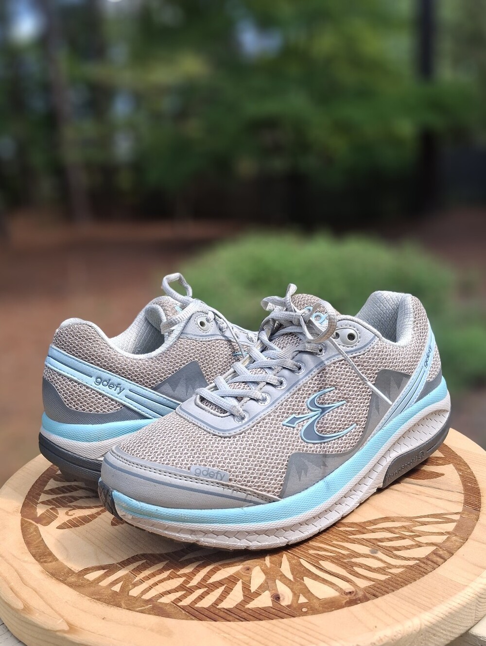 Gravity Defyer Women's Mighty Walk Gdefy TB9024FGU Grey Aqua Sneaker Size 9